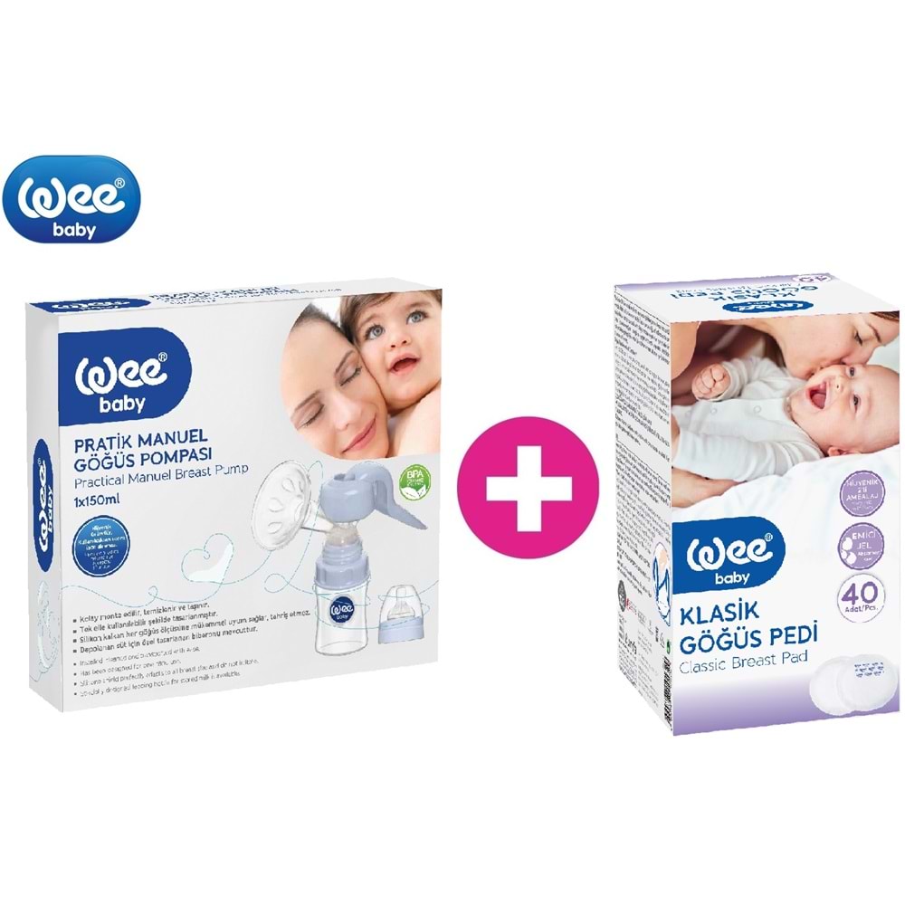 Wee Baby Pratik Manuel Göğüs Pompası (Yeni) + Göğüs Pedi Hediye 40 Lı Pk