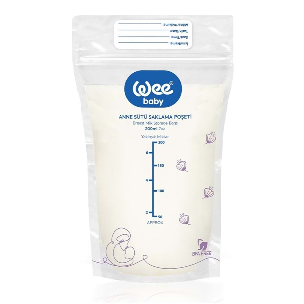 Wee Baby Anne Sütü - Süt Saklama Poşeti 120 Li Set (Dondurucuya Uygun) (6PK*20)