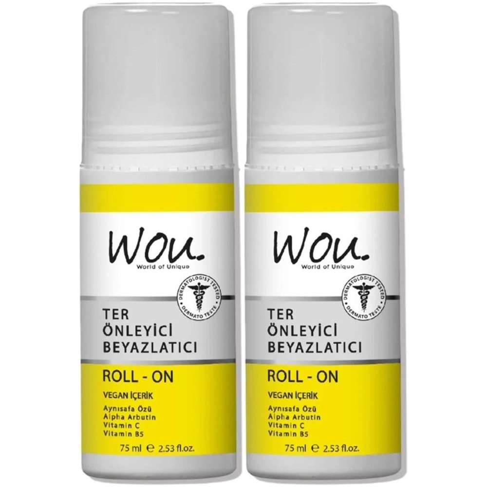 Wou World Of Unique Roll-On Unisex Deodorant 75ML Ter Önleyici Beyazlatıcı (2 Li Set)