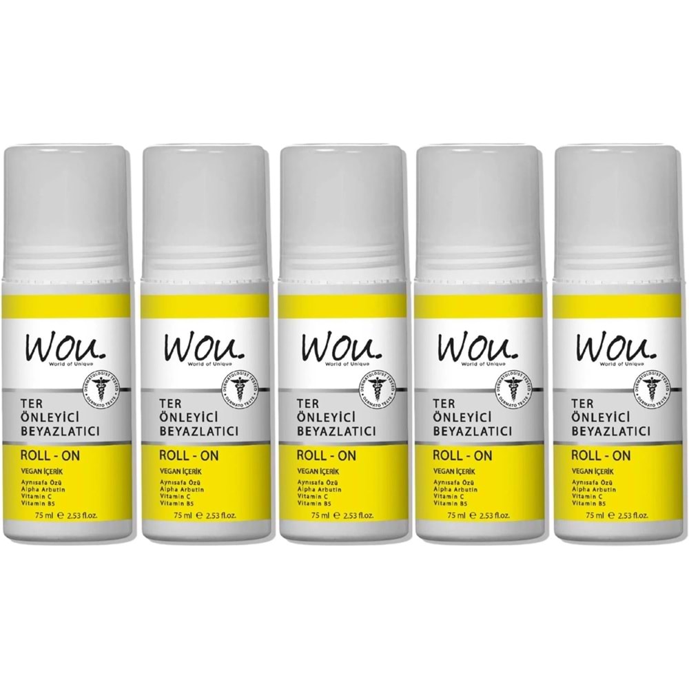 Wou World Of Unique Roll-On Unisex Deodorant 75ML Ter Önleyici Beyazlatıcı (5 Li Set)