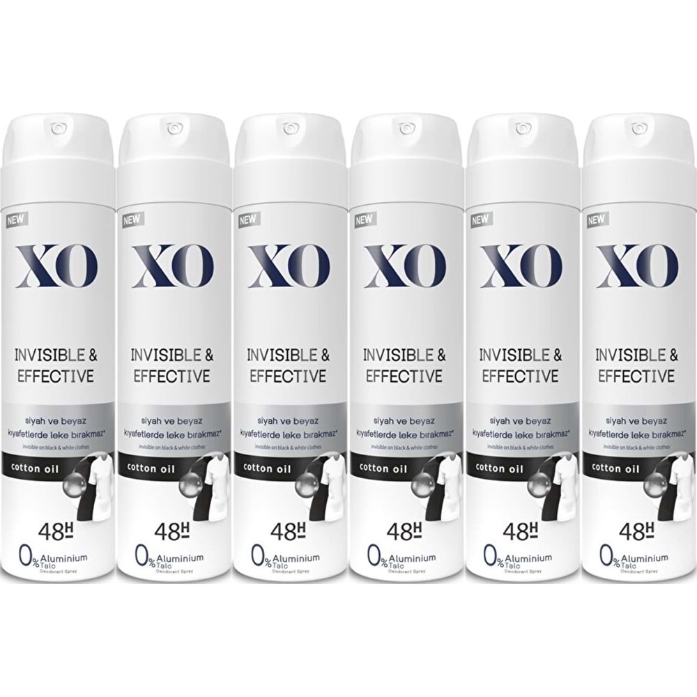 XO Deodorant 150ML Women-Kadın Invisible & Effective (6 Lı Set)