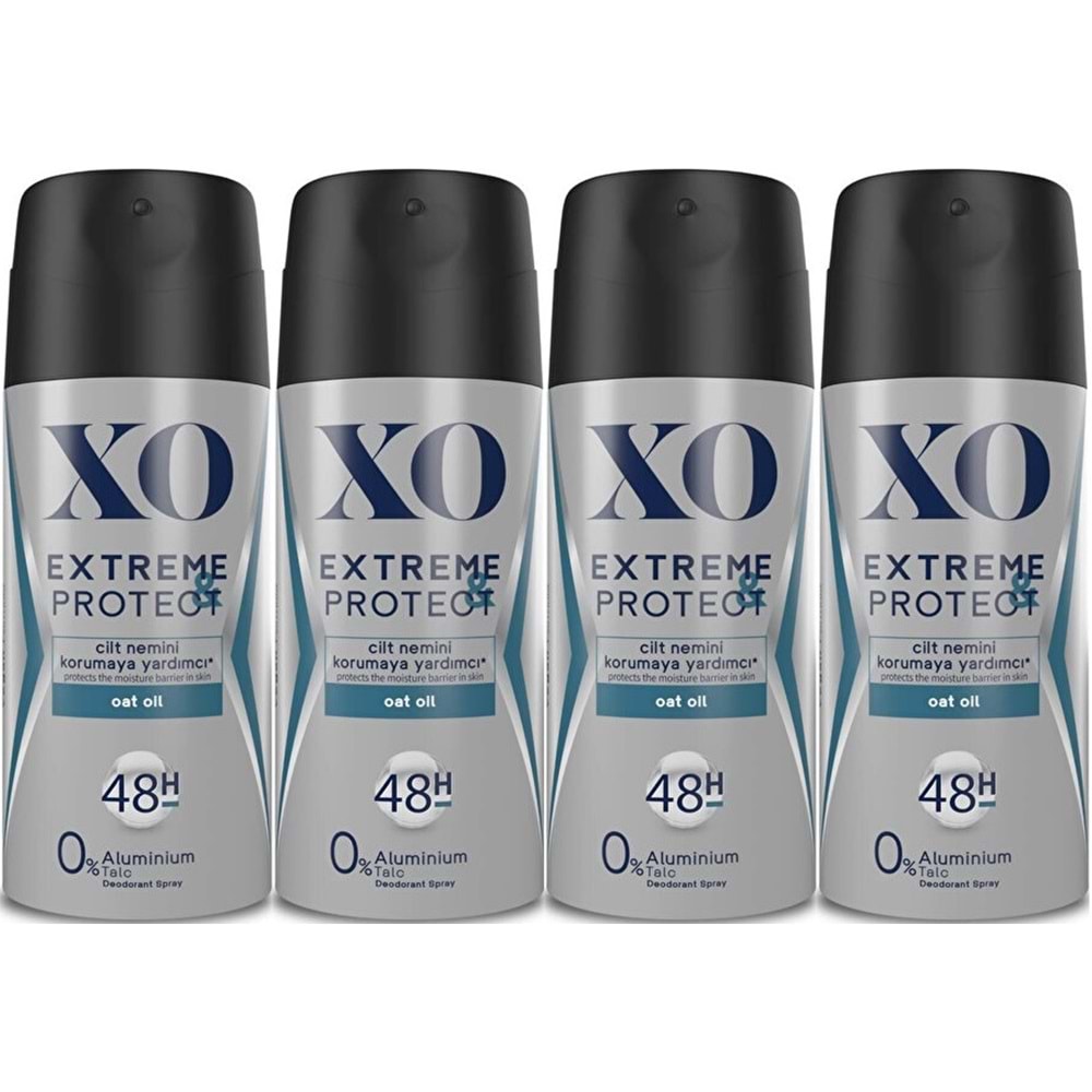 XO Deodorant 150ML Men-Erkek Extreme & Protect (4 Lü Set)