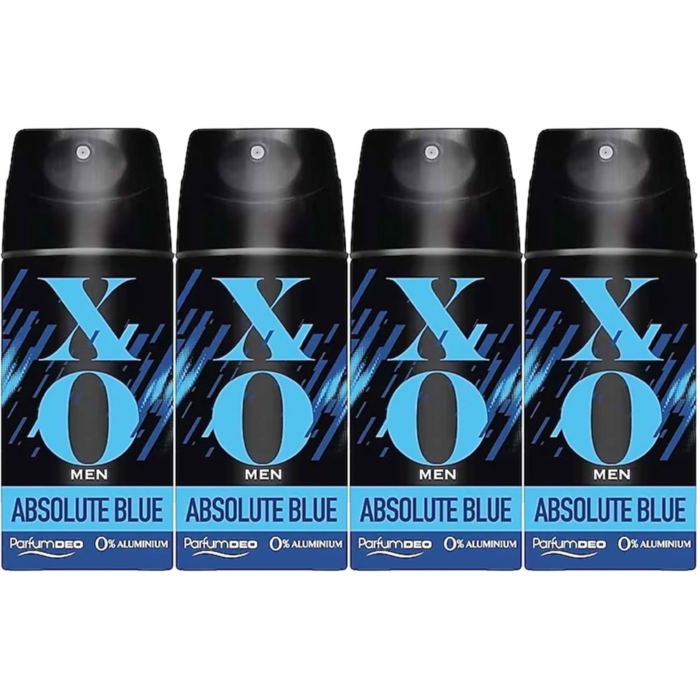 XO Deodorant 150ML Men-Erkek Absolute Blue (4 Lü Set)