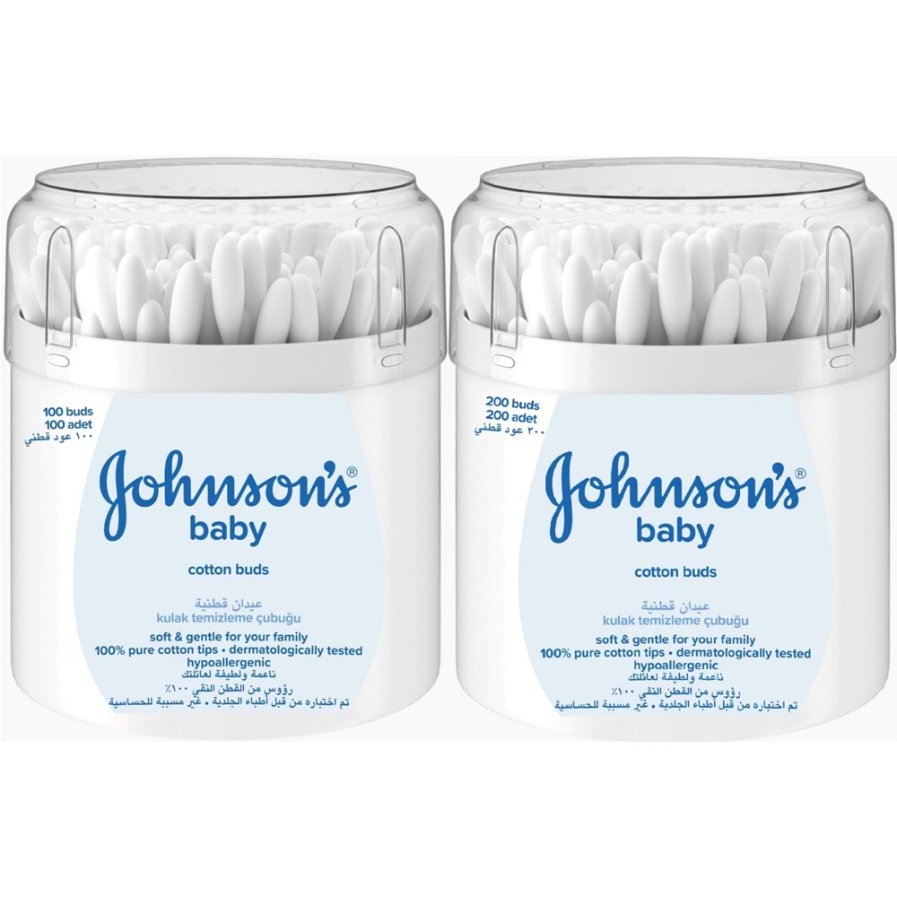 Johnsons Baby Kulak Temizleme Çubuğu 100 Adet + 200 Adet Toplam 300 Adet (Karma Set)