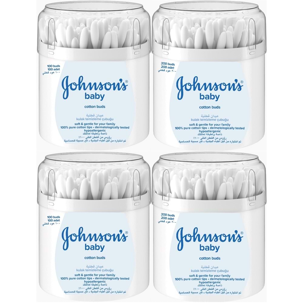 Johnsons Baby Kulak Temizleme Çubuğu 100 Adet + 200 Adet Toplam 600 Adet (Karma Set)