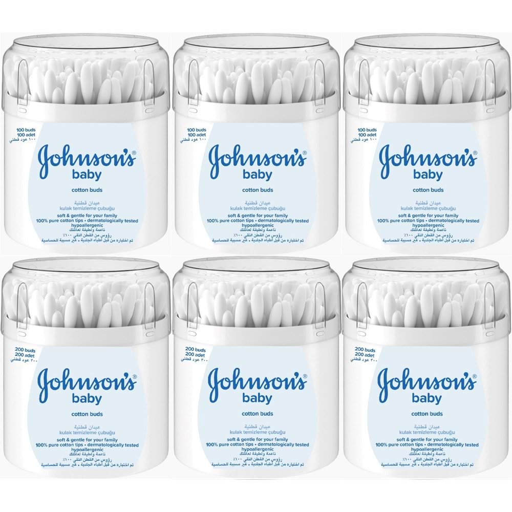Johnsons Baby Kulak Temizleme Çubuğu 100 Adet + 200 Adet Toplam 900 Adet (Karma Set)