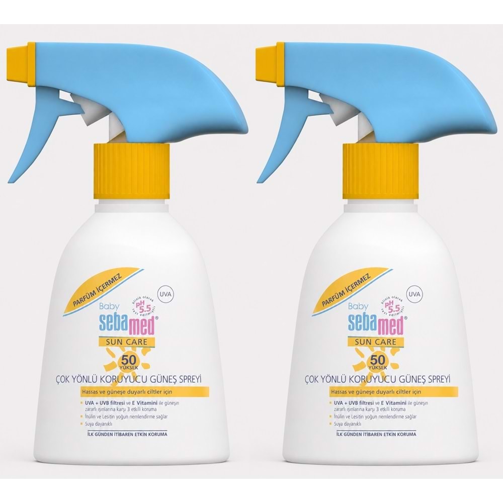 Sebamed Sun Care Bebek Güneş Losyonu Kremi Sprey 50+ 200ML PARFÜMSÜZ (Hassas Ciltler) (2 Li Set)