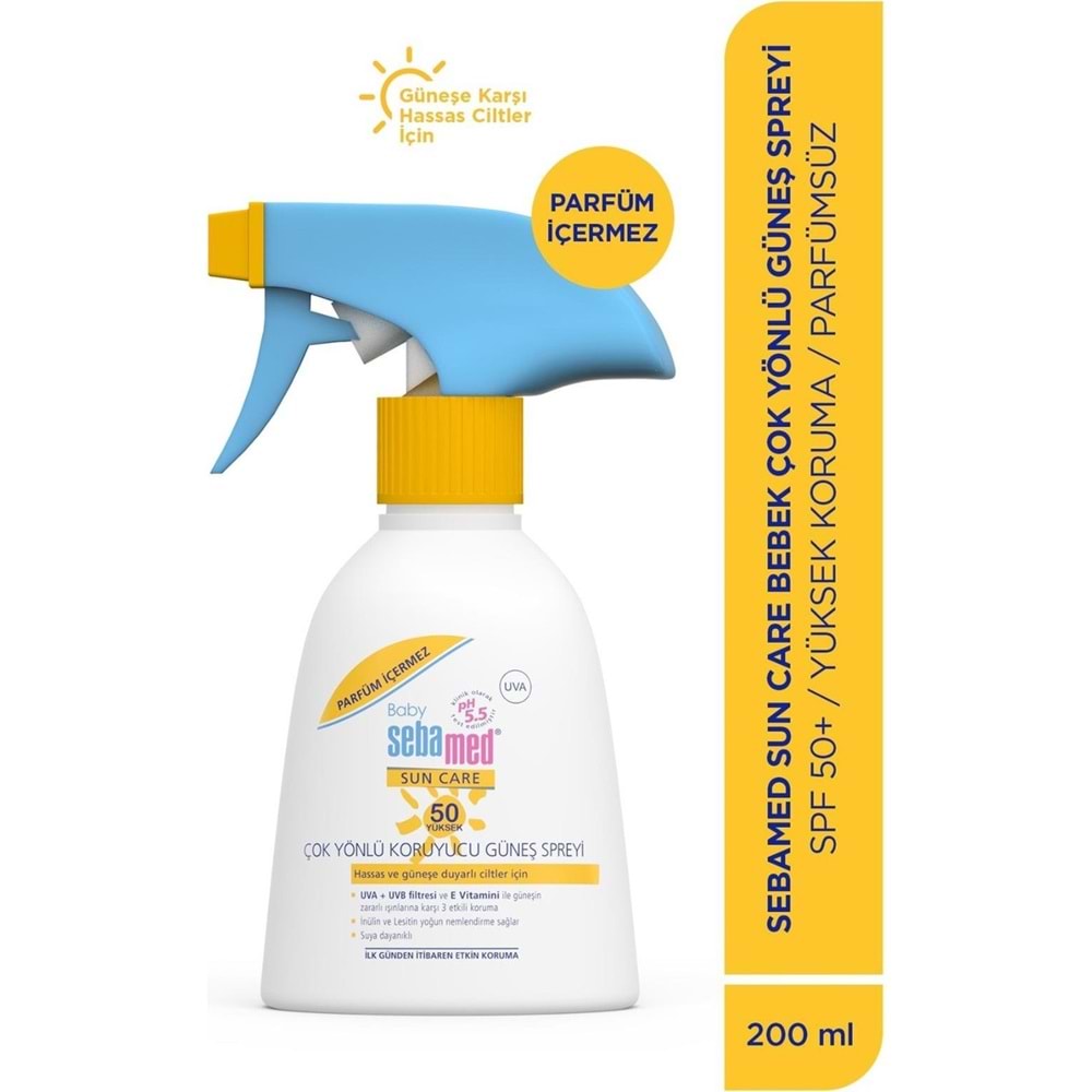 Sebamed Sun Care Bebek Güneş Losyonu Kremi Sprey 50+ 200ML PARFÜMSÜZ (Hassas Ciltler) (5 Li Set)