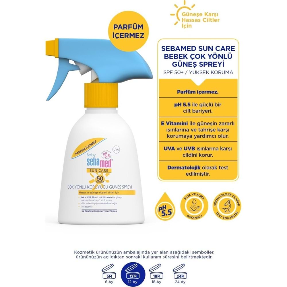 Sebamed Sun Care Bebek Güneş Losyonu Kremi Sprey 50+ 200ML PARFÜMSÜZ (Hassas Ciltler) (5 Li Set)