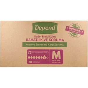 Depend Emici Külot Yetişkin Bezi Medium - Orta Kadın (30 Adet)
