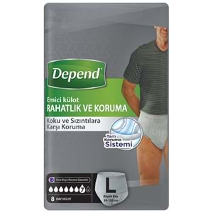 Depend Emici Külot Pants Yetişkin Bezi L - Büyük - Large Erkek (İç Adet 8 Adet) Tekli Pk
