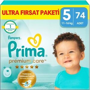 Prima Premium Care Bebek Bezi 5 Beden 11-16 KG Junior 74 Adet Ultra Fırsat Pk