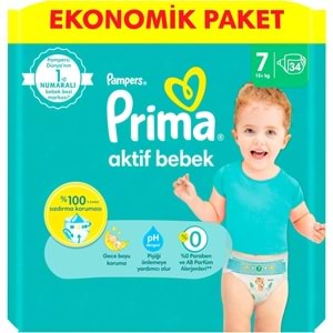 Prima Bebek Bezi 7 Beden 15+ KG XXLarge 34 Adet Ekonomik Pk
