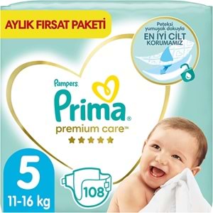Prima Premium Care Bebek Bezi 5 Beden 11-16 KG Junior 108 Adet Aylık Fırsat Pk