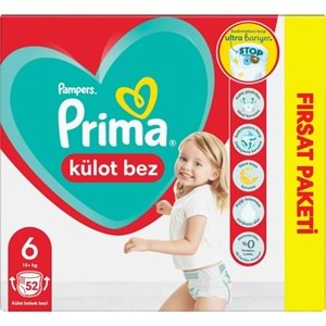 Prima Külot Bebek Bezi 6 Beden 15+ KG Extra Large 52 Adet Fırsat Pk