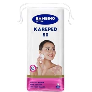 Bambino Cotton Kare Makyaj ve Bebek Temizleme Pamuğu 50 Adet (Kare En-Boy 7CM)