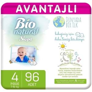 Sleepy Bebek Bezi Bio Natural 4 Beden 7-16 KG Maxi 96 Adet Ultra Pk