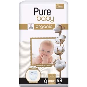 Pure Baby Organik Bebek Bezi 4 Beden 7-16 KG Maxi 48 Adet Fırsat Pk