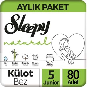 Sleepy Külot Bebek Bezi Natural 5 Beden 11-18 KG Junior 80 Adet Ultra Pk