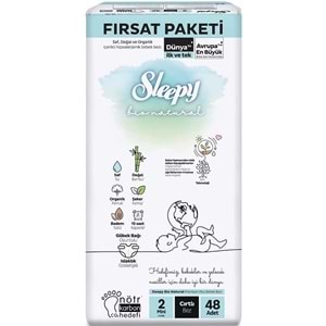 Sleepy Bebek Bezi Bio Natural 2 Beden 3-6 KG Mini 48 Adet Fırsat Pk