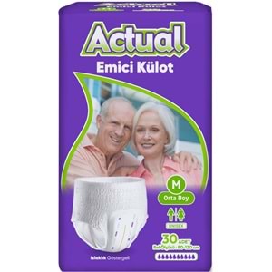Actual Emici Külot Yetişkin Bezi M - Medium - Orta (30 Adet) (Islaklık Göstergeli)