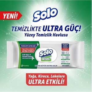 Solo Yüzey Temizlik Havlusu - Mendili 100 Yaprak Okaliptus & Çam Esintisi Plastik Kapaklı