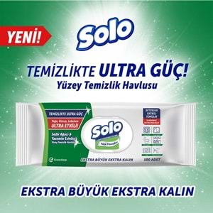 Solo Yüzey Temizlik Havlusu - Mendili 100 Yaprak Okaliptus & Çam Esintisi Plastik Kapaklı