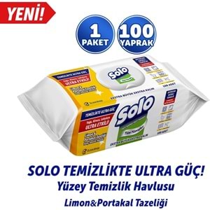 Solo Yüzey Temizlik Havlusu - Mendili 100 Yaprak Limon & Portakal Tazeliği Plastik Kapaklı