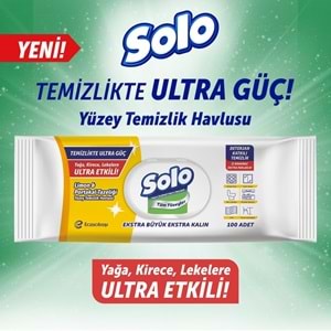 Solo Yüzey Temizlik Havlusu - Mendili 100 Yaprak Limon & Portakal Tazeliği Plastik Kapaklı