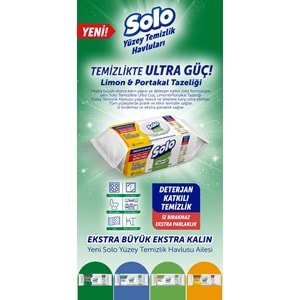 Solo Yüzey Temizlik Havlusu - Mendili 100 Yaprak Limon & Portakal Tazeliği Plastik Kapaklı