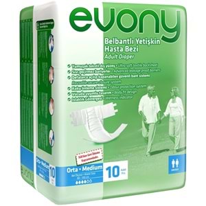Evony Yetişkin Bezi Bel Bantlı Ekonomik Pk M - Orta - Medium (İç Adet 10) Tekli Pk
