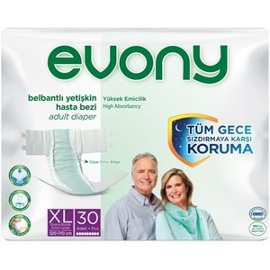 Evony Yetişkin Bezi Bel Bantlı Tekstil Yüzey XL - Ekstra Büyük - Extra Large 30 Adet Tekli Pk