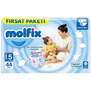 Molfix Bebek Bezi 5+ Beden 13-20 KG Junior Plus 44 Adet Fırsat Pk