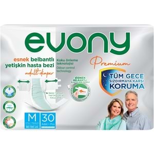 Evony Premium Yetişkin Bezi Bel Bantlı Tekstil Yüzey M - Orta - Medium 30 Adet Tekli Pk