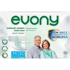 Evony Yetişkin Bezi Bel Bantlı Tekstil Yüzey M - Orta - Medium 30 Adet Tekli Pk
