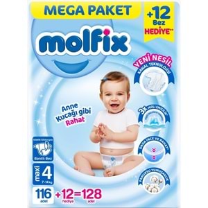 Molfix Bebek Bezi 4 Beden 7-14 KG Maxi 128 Adet Mega Pk