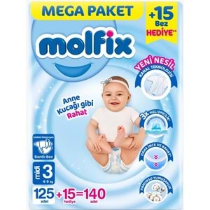 Molfix Bebek Bezi 3 Beden 4-9 KG Midi 140 Adet Pk MeGa Pk