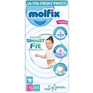 Molfix Premium Smart Fit Bebek Bezi 6 Beden 15+ KG Extra Large 54 Adet Ultra Fırsat Pk