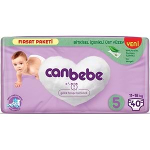 Canbebe Bebek Bezi 5 Beden 11-18 KG Junior 40 Adet Fırsat Pk