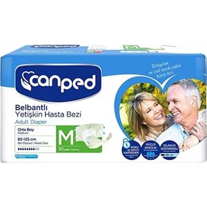 Canped Yetişkin Bezi Bel Bantlı Polietilen M - Orta - Medium 30 Adet Tekli Pk