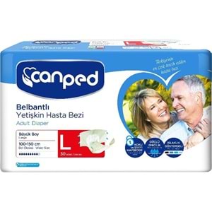 Canped Yetişkin Bezi Bel Bantlı Polietilen L - Büyük - Large 30 Adet Tekli Pk