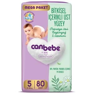 Canbebe Bebek Bezi 5 Beden 11-18 KG Junior 80 Adet MeGa Pk