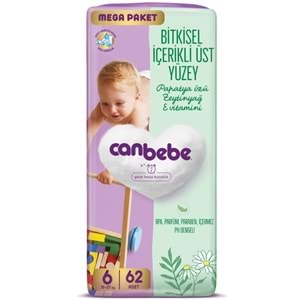 Canbebe Bebek Bezi 6 Beden 15-27 KG Exstra large 62 Adet MeGa Pk
