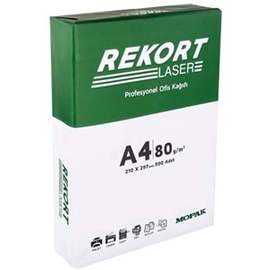 Mopak Rekort A4 80GR/M2 Fotokopi Kağıdı 2500 Adet (5PK*500) 1 Koli