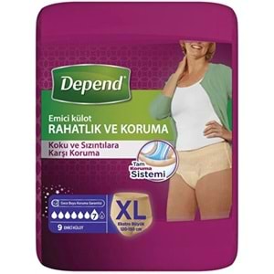 Depend Emici Külot Yetişkin Bezi XL Extra Büyük (İç Adet 9 Adet)