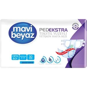 Mavi Beyaz Ped Ekstra Tekstil Yüzeyli Bel Bantlı Yetişkin Bezi M - Medium - Orta 30 Adet