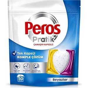 Peros Pratik Matik Çamaşır Deterjanı Kapsülü - Tableti 50 Adet Beyazlar (Avantaj Pk)