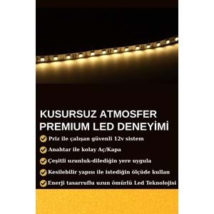 Mandaş 5 Metre Günışığı Şerit Led 3000K Mutfak Tezgah Üstü Dolap Altı İçin 12V Tam Set