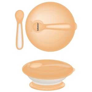 Bebedor Vakumlu Tabak ve Kaşık Seti (Kod:8557) - Sarı