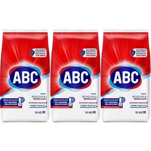 Abc Matik Toz Çamaşır Deterjanı 30KG (3PK*10KG) Klasik Beyazlar & Renkliler (198 Yıkama)
